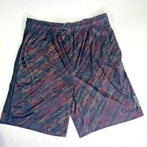 Reebok PlayDry Men's Large Black Neon Circuit Board Pattern Shorts